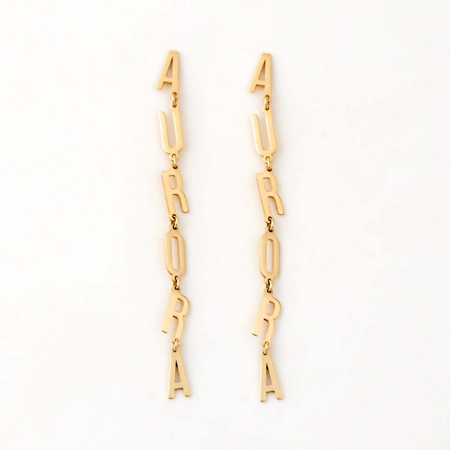 Name Dangle Drop Earrings in 14K Solid Gold