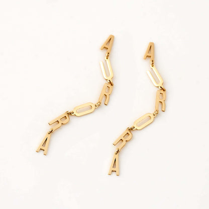 Name Dangle Drop Earrings in 14K Solid Gold