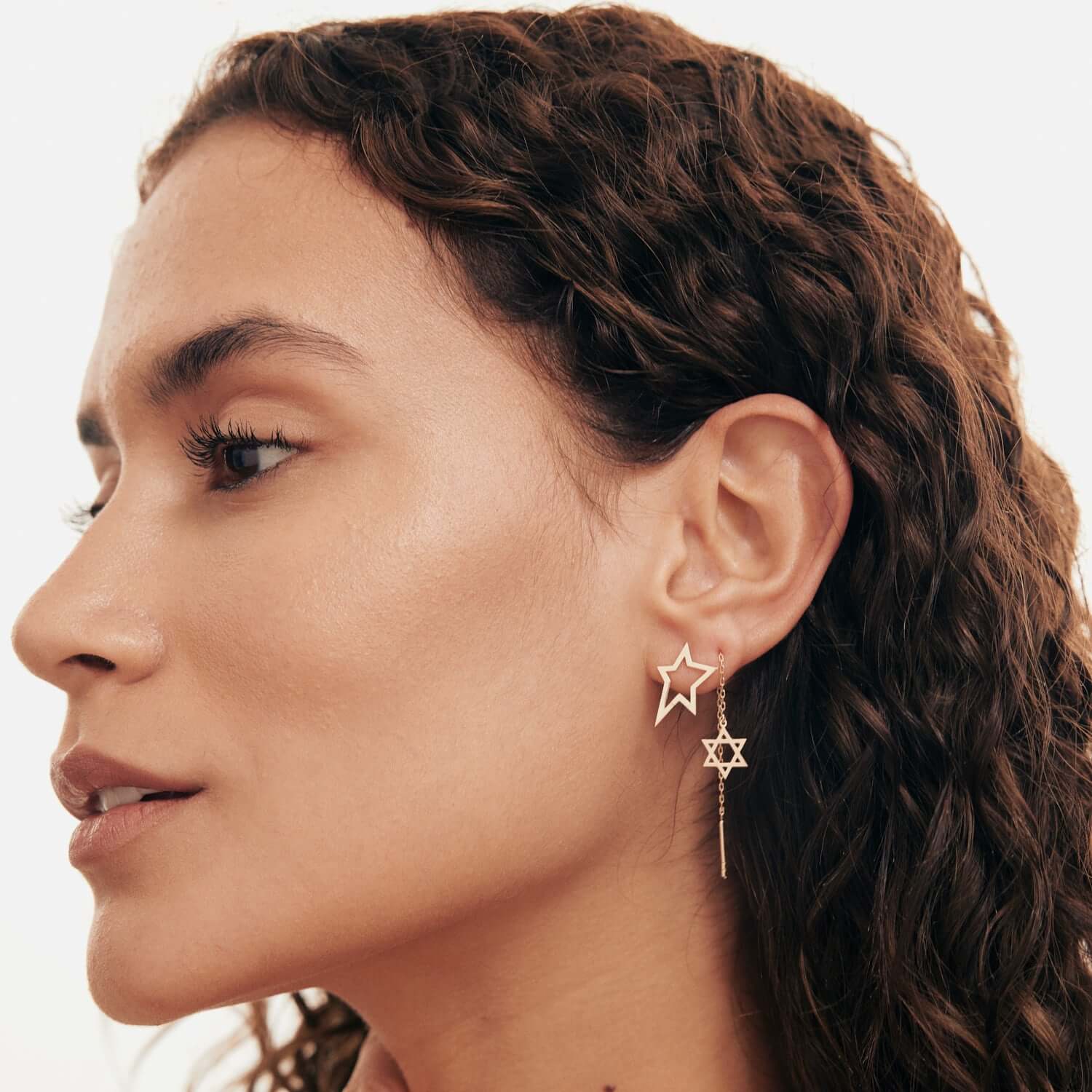Star of David Threader Earrings