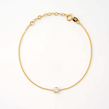 Diamond Solitaire Bracelet in 14K Solid Gold