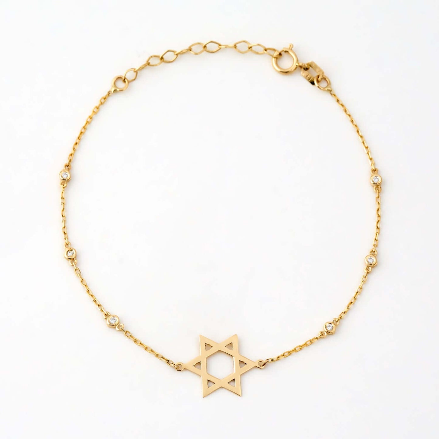 Diamond Star of David Bracelet in 14K Solid Gold