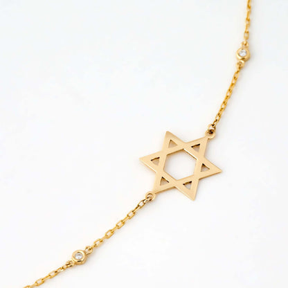 Diamond Star of David Bracelet in 14K Solid Gold