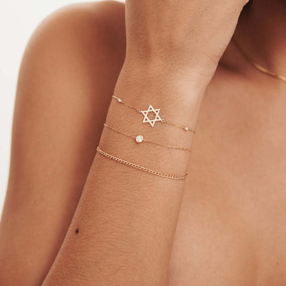 Diamond Star of David Bracelet in 14K Solid Gold