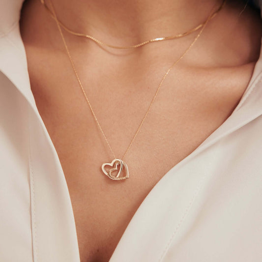 Engraved Two Heart Necklace