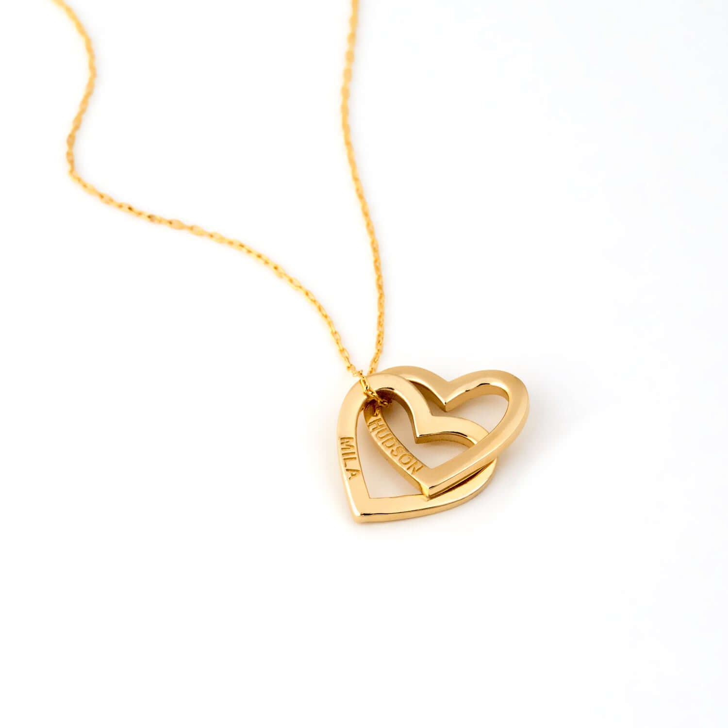 Engraved Two Heart Necklace