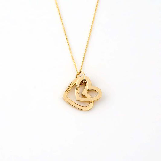 Custom Interlocking Heart Necklace in 14K Solid Gold