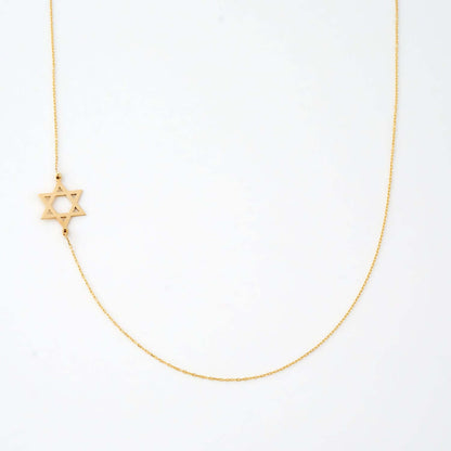 Sideways Star of David Choker Necklace in 14K Solid Gold