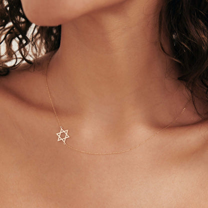 Sideways Star of David Choker Necklace