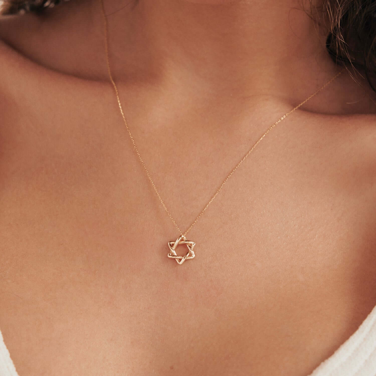 14k Solid Gold David Star Necklace, 14k Yellow Gold Jewish Star Of David Charm Pendant, Yellow 2024 Gold Religious Pendant, !4k Gold Star Charm,