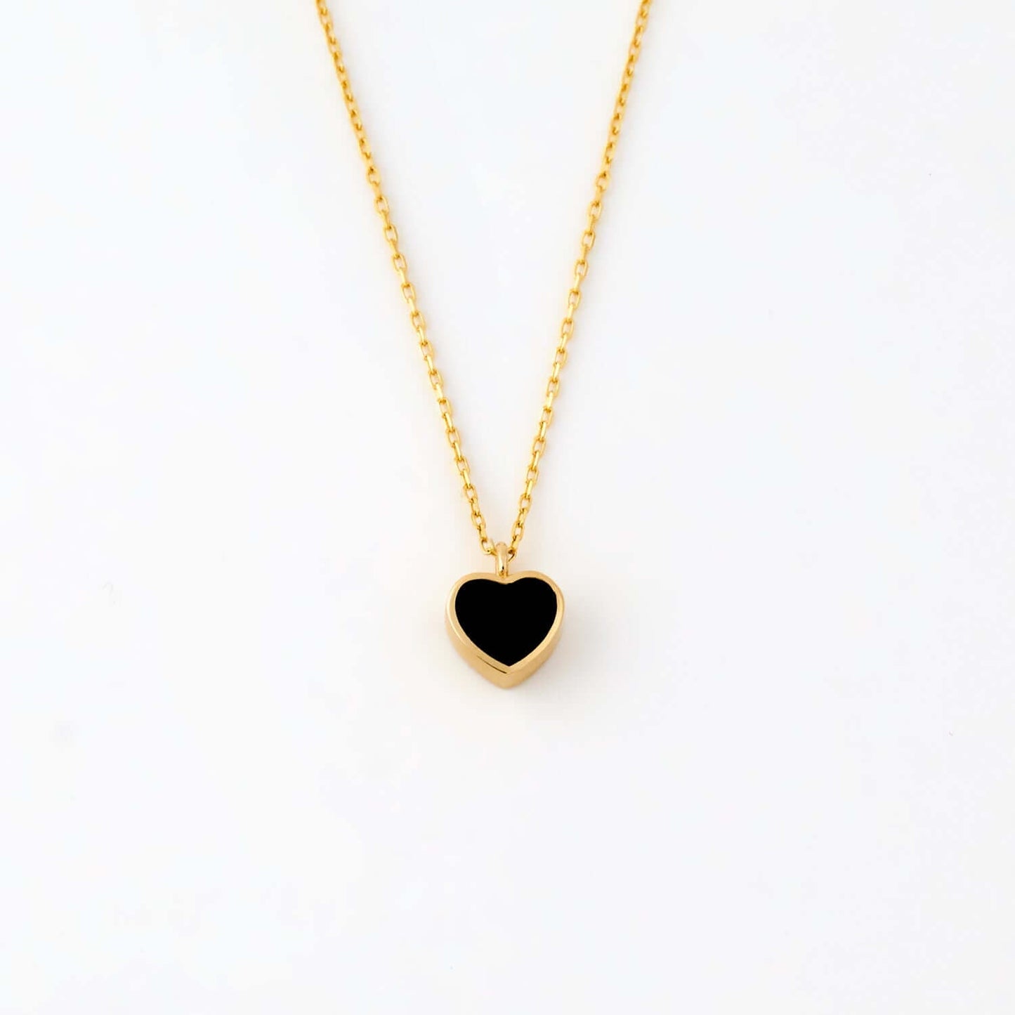 Collier Coeur Noir en Or Massif 14K