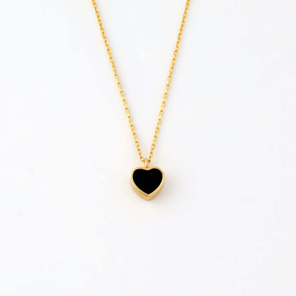 Black Heart Necklace in 14K Solid Gold