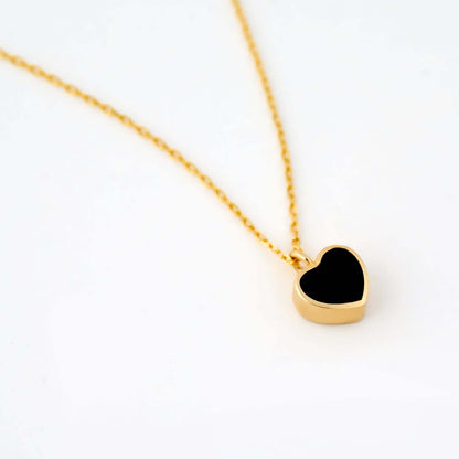 Collier Coeur Noir en Or Massif 14K