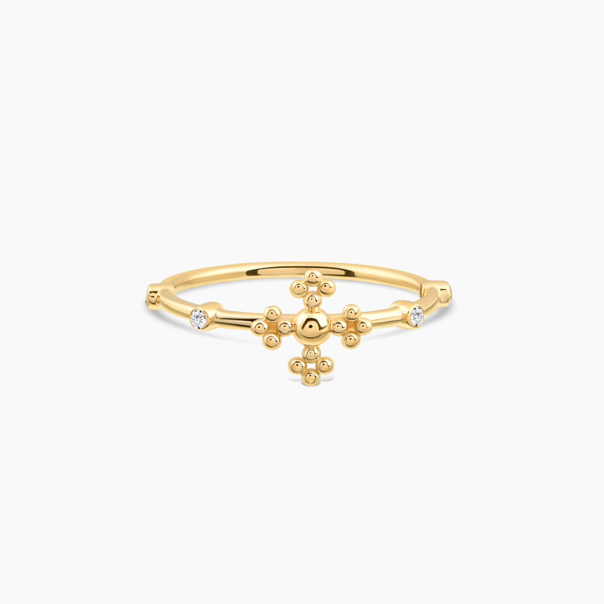 Diamond Beaded Cross Ring