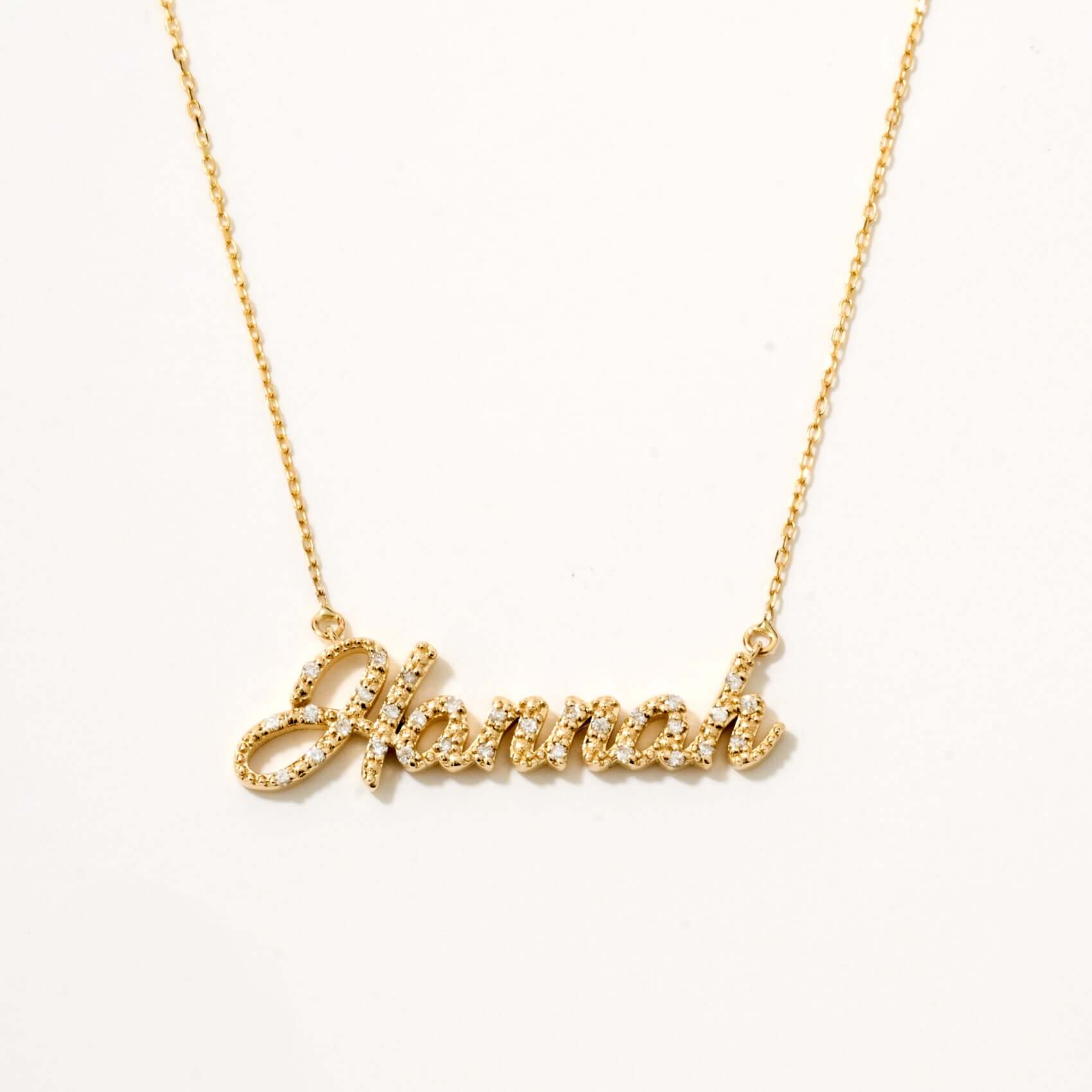 Diamond Pave Script Name Necklace