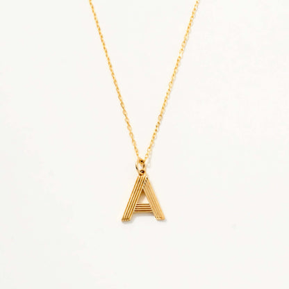 Collier Initiale Prisma en Or Massif 14K (A à Z, Toutes les Lettres)