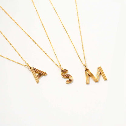 Collier Initiale Prisma en Or Massif 14K (A à Z, Toutes les Lettres)