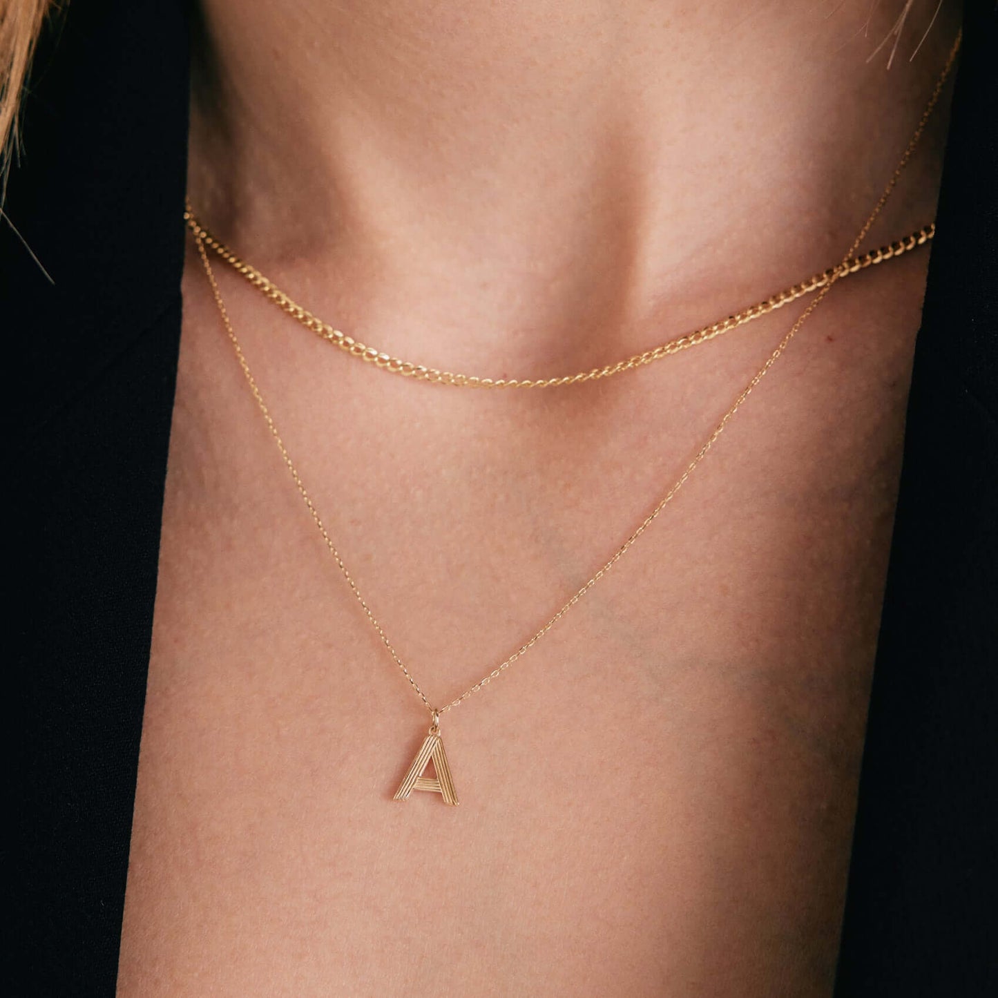 Collier Initiale Prisma en Or Massif 14K (A à Z, Toutes les Lettres)