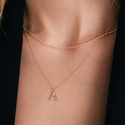 Collier Initiale Prisma en Or Massif 14K (A à Z, Toutes les Lettres)