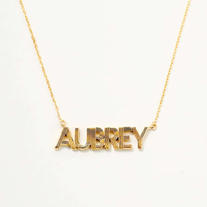 Textured Name Necklace in 14K Solid Gold