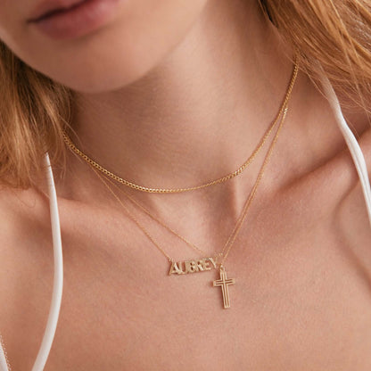 Textured Name Necklace in 14K Solid Gold