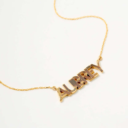 Textured Name Necklace in 14K Solid Gold