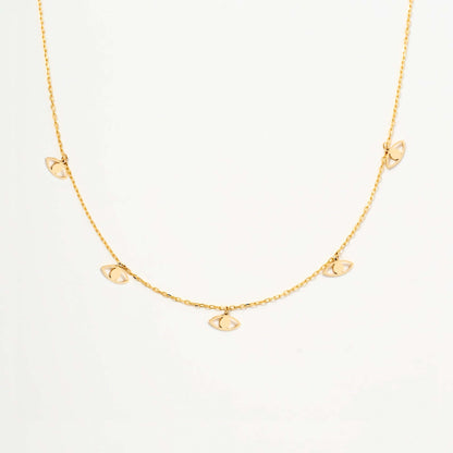 Evil Eye Station Necklace in 14K Solid Gold