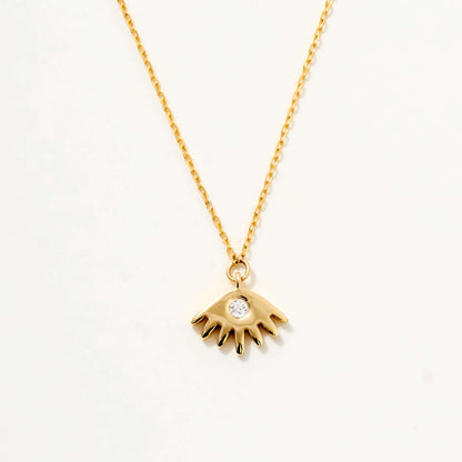 Evil Eye Necklace with Lashes in 14K Solid Gold