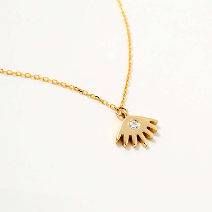 Evil Eye Necklace with Lashes in 14K Solid Gold