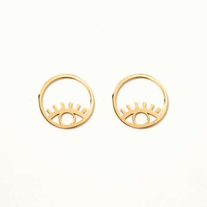 Evil Eye Hoop Earrings in 14K Solid Gold