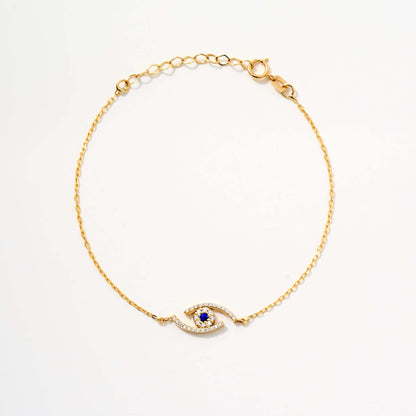 Evil Eye Bracelet in 14K Solid Gold