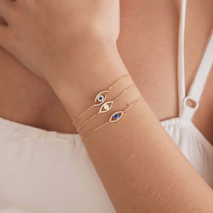 Evil Eye Bracelet in 14K Solid Gold