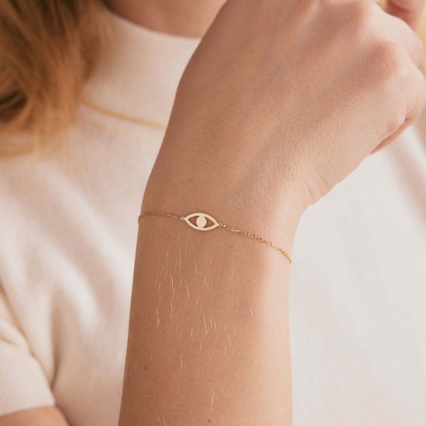 Mini Evil Eye Bracelet in 14K Solid Gold