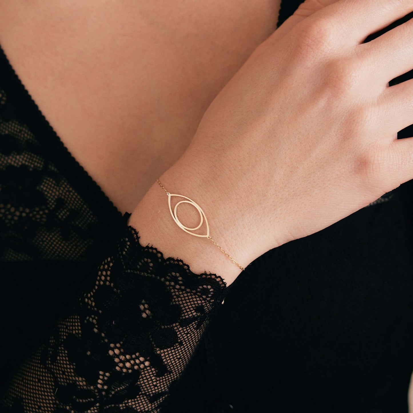 Open Evil Eye Bracelet in 14K Solid Gold