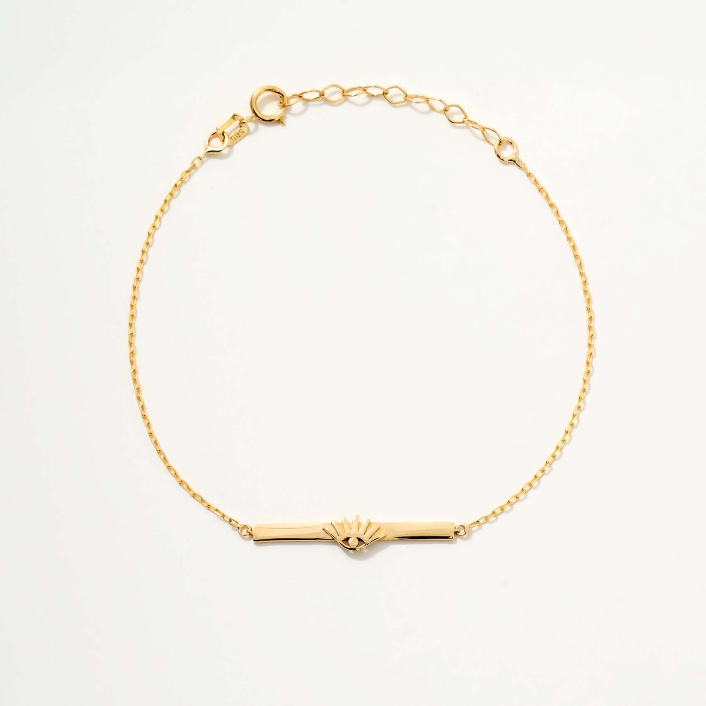 Evil Eye Bar Bracelet in 14K Solid Gold