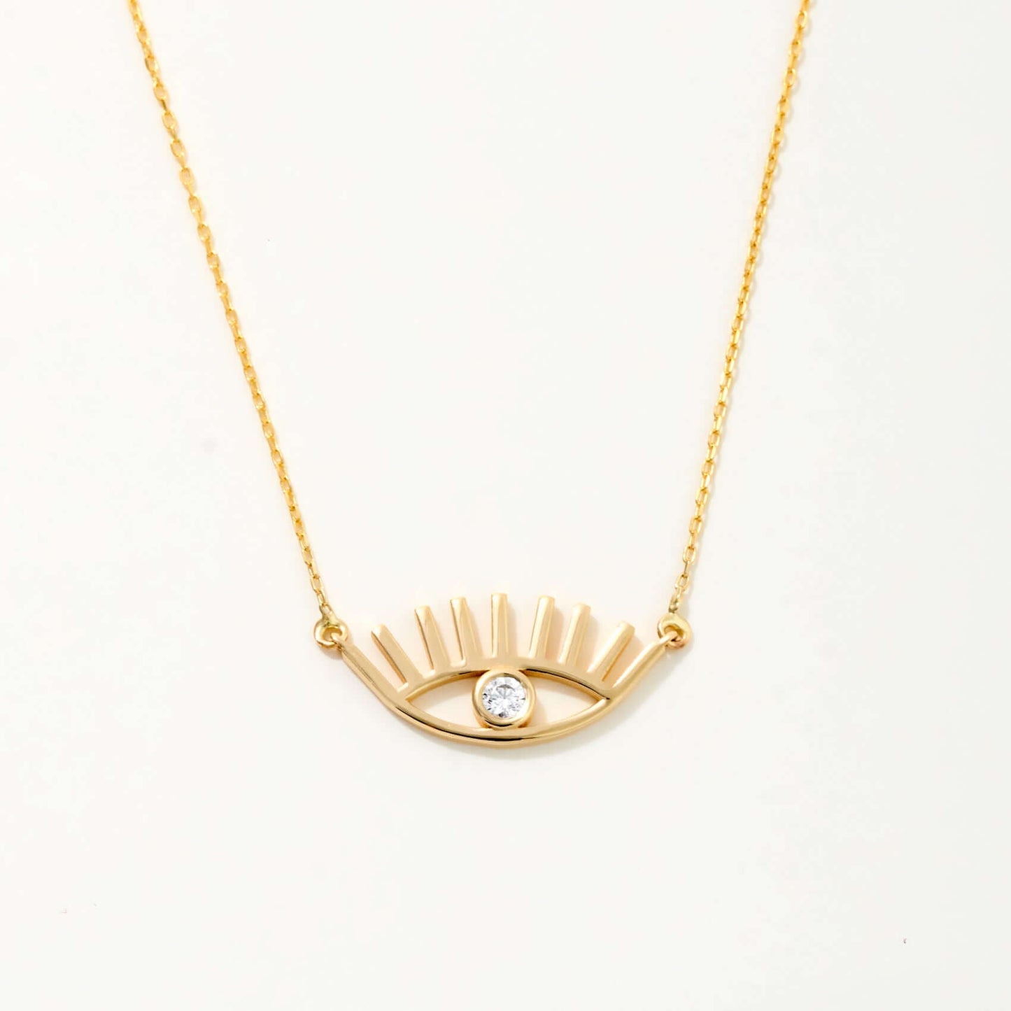 Evil Eye Lash Necklace in 14K Solid Gold