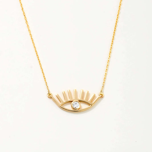 Evil Eye Lash Necklace in 14K Solid Gold