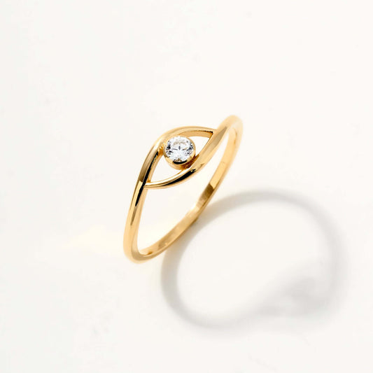 Evil Eye Stackable Ring in 14K Solid Gold