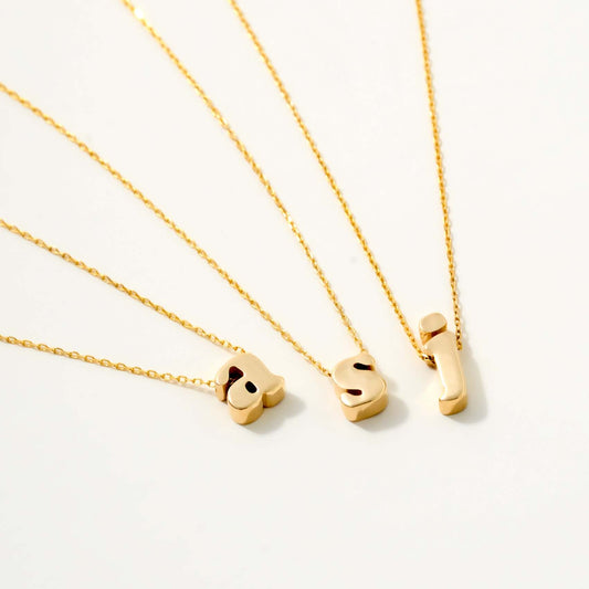 Mini Lowercase Initial Necklace in 14K Solid Gold