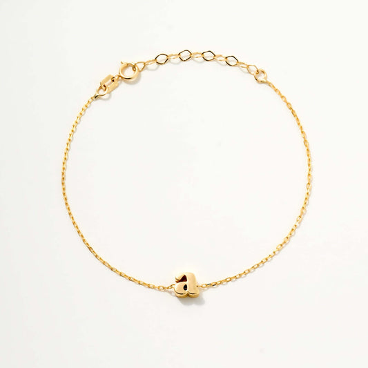 Minimalist Lowercase Initial Bracelet in 14K Solid Gold