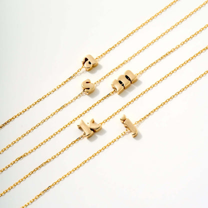 Minimalist Lowercase Initial Bracelet in 14K Solid Gold