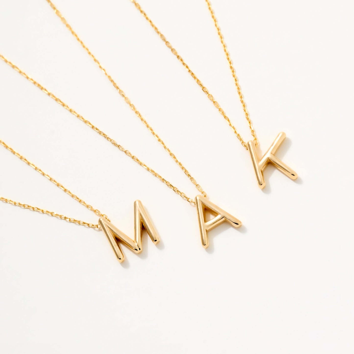 Balloon Initial Necklace in 14K Solid Gold