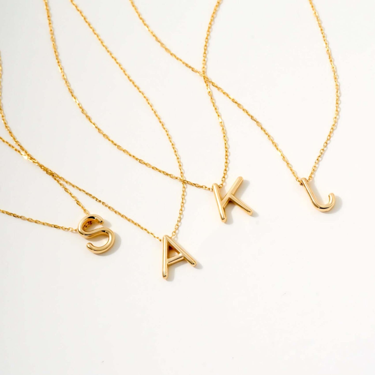 Balloon Initial Necklace in 14K Solid Gold