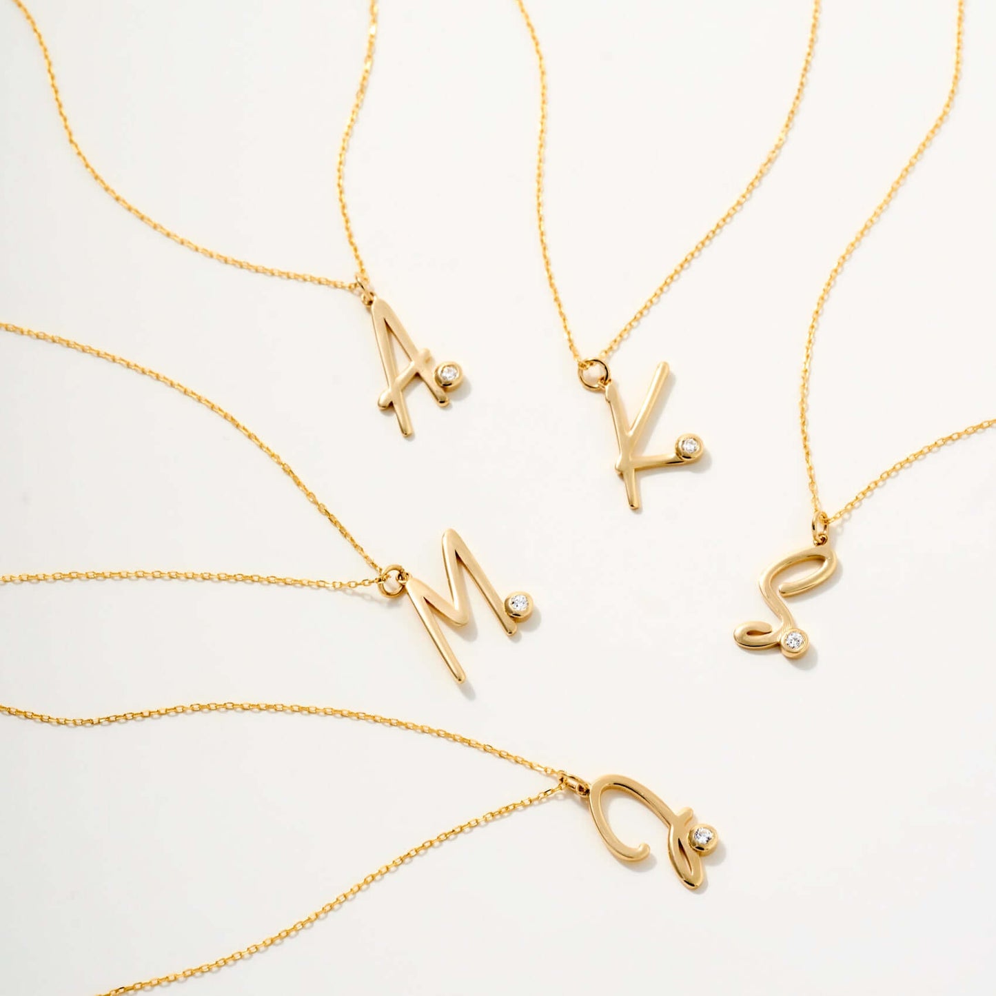 Bezel-Set Initial Necklace in 14K Solid Gold