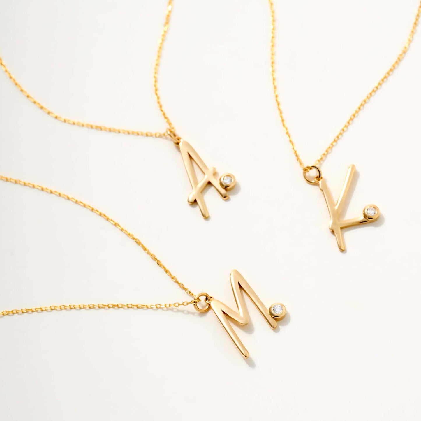 Bezel-Set Initial Necklace in 14K Solid Gold