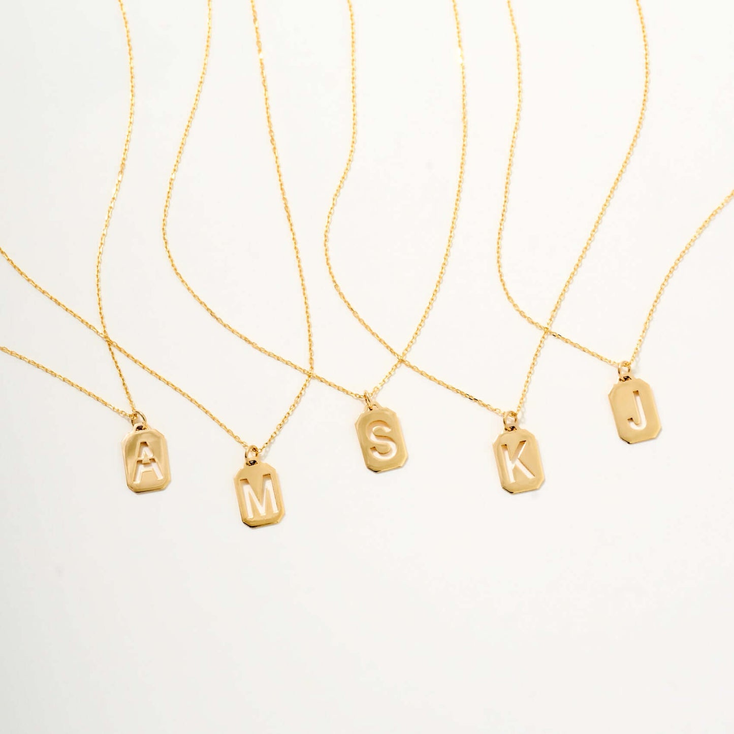 Tag Initial Necklace in 14K Solid Gold