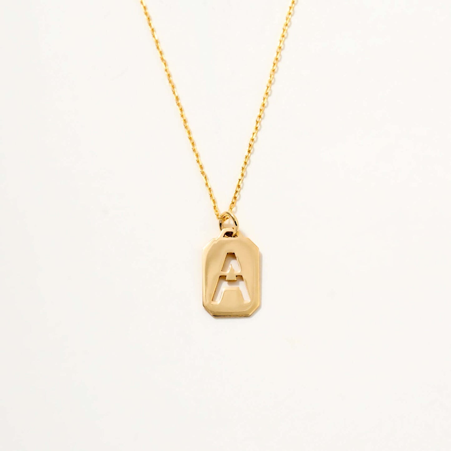 Tag Initial Necklace in 14K Solid Gold