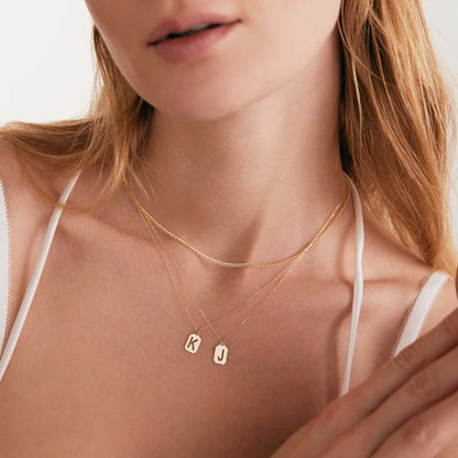 Tag Initial Necklace in 14K Solid Gold