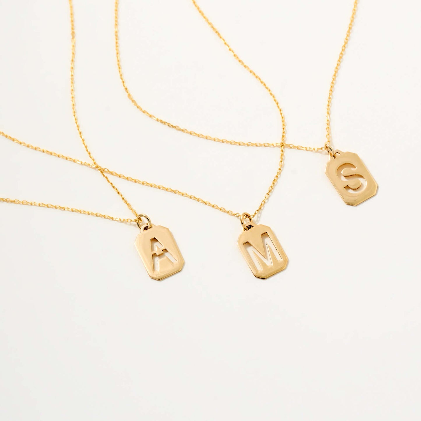 Tag Initial Necklace in 14K Solid Gold