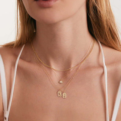 Tag Initial Necklace in 14K Solid Gold