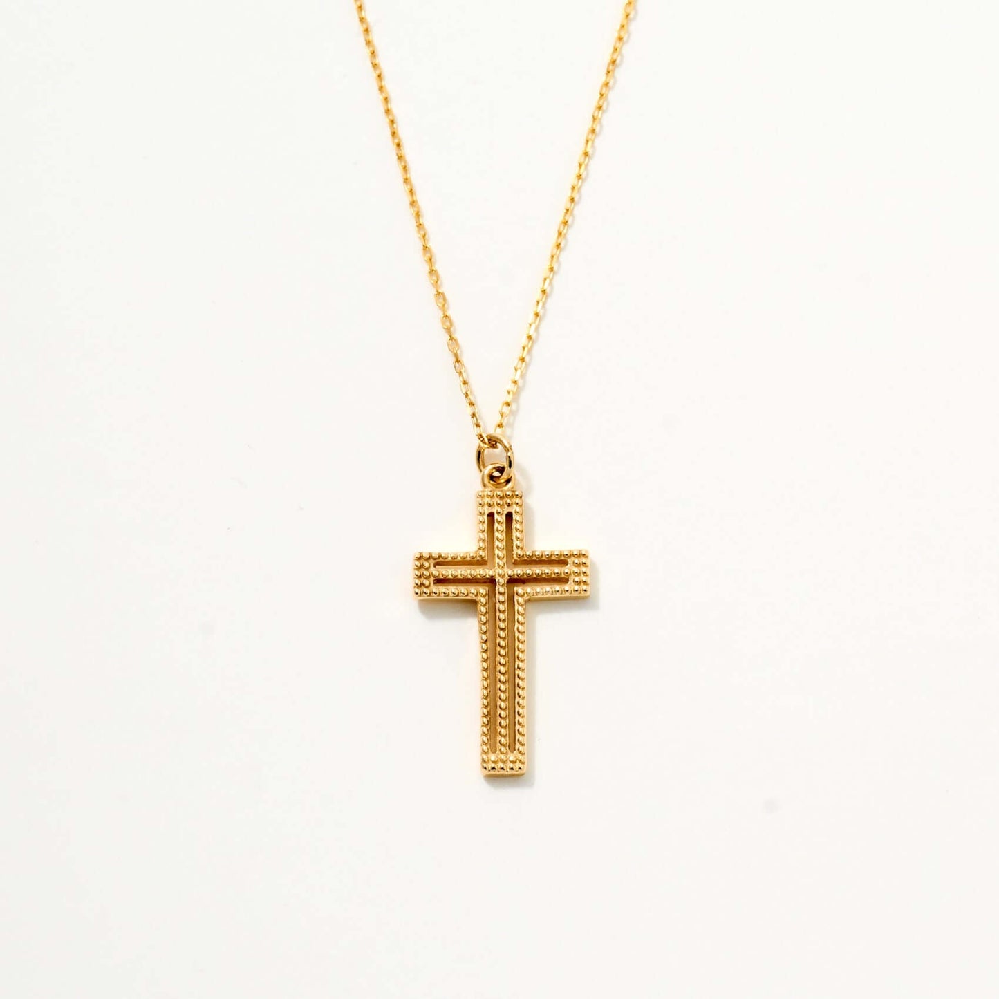 Textured Cross Necklace in 14K Solid Gold